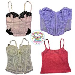 Y2K Vintage Lace Corset & Cami Bundle – 11pcs Whol..