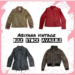 Y2K Leather Jacket Lot - Brown Bomber, Red Moto, B..