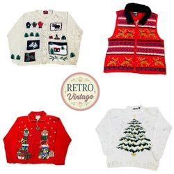 Vintage Christmas Cardigan Festive Holiday Knitwea..