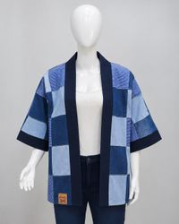 CR2246 UPCYCLED DENIM PATCHWORK KIMONO JACKET