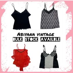 Y2K Cami Tops Bundle - Vintage Lace Trim, Sheer, R..