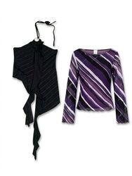 (FV-2582) Y2K Grunge Purple & Black Statement Tops..