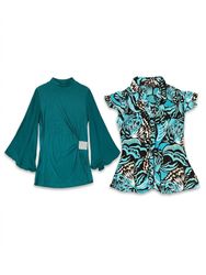 (FV-2572)Teal & Black Printed Womenswear Mix | Ret..