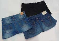 CR11799 Upcycled True Religion Mini Denim Skirts