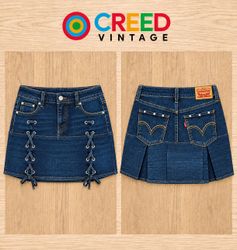 CR2277 UPCYCLED LACE-UP DENIM MINI SKIRT