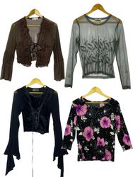 Title: Vintage Y2K Sheer, Lace & Floral Long-Sleev..