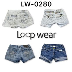 Shorts mini en micro denim Y2K brandé