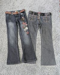 **#Y2K Boho Embroidered Jeans