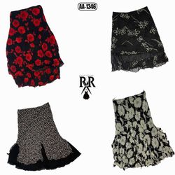 Y2K Floral Print Maxi Mix Poly Skirts (AA-1346)