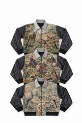 CR01336 Upcycled Tapestry Panel Bomber Jackets