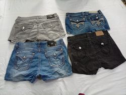 CR11009 Upcycled Mix-Branded Mini Denim Shorts