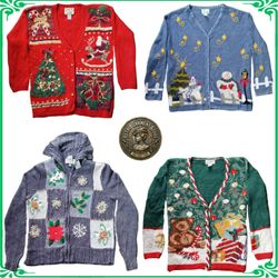 Vintage Heavy Knit Novelty Jumper Sweater Holiday ..