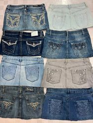 R702 Ladies Upcycled Embellished Mini Skirts