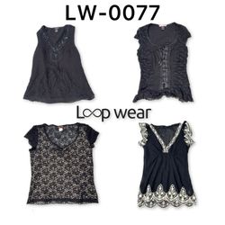 Y2K Whimsigoth Lace-up & Beaded Black Tops