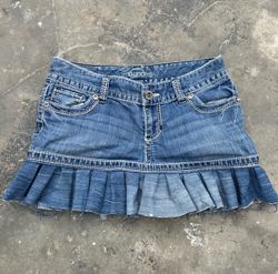 Upcycled Y2K Denim Pleated Mini Skirts
