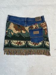 Upcycle Denim Skirt With Tapestry (Dv-10-15)