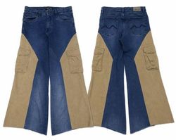 CR2148 UPCYCLED CARGO FLARE JEANS