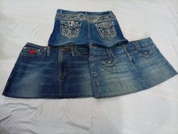 CR11046 Upcycled Y2K Mini Denim Skirts