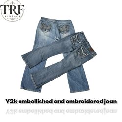 Y2k embroidered and embellished jeans #141