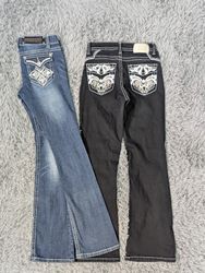 ***Y2K Wide Leg Embellished Jeans