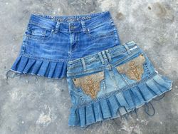 Jupes courtes à volants en denim Esprit recyclé
