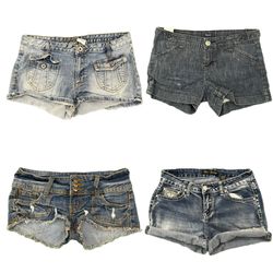 Y2K Love Indigo Bench Denim Shorts RE-3887