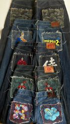 Hiphop Branded Embroidery Jeans y2k
