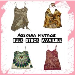 Y2K Cami Tops Bundle - Boho Lace Ruffle Halter Pea..