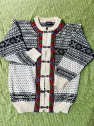 Vintage Norwegian Style Wool Cardigan Sweaters Bul..