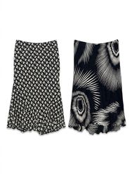 (FV-2592)     Black & White Printed Skirt Mix | Mo..