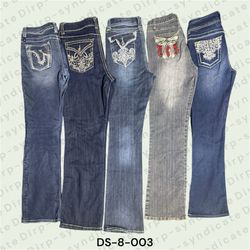 Y2K Vintage Embroidered Jeans – Trendy Low-Rise De..