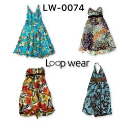 Y2K Floral Print Halter & Empire Waist Midi Sundre..