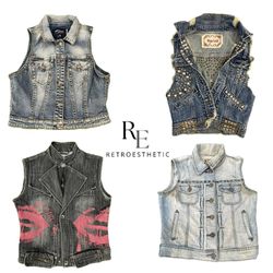Y2K Unique Girl Denim Waistcoat RE-3512