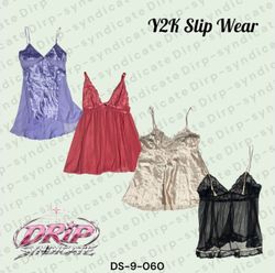 Y2K Floral Satin Slip Dresses (DS-9-060)