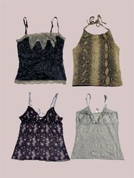 Y2K Printed and Lace Camisole Tops