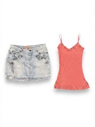 (FV-2255)     Y2K Vintage Summer Cami & Denim Shor..