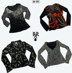 Y2k Black Rave Full Sleeve Tops (AA-1311)