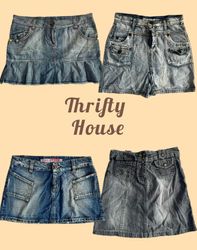 Y2K Utility Pocket Denim Mini Skirts(TH/566)