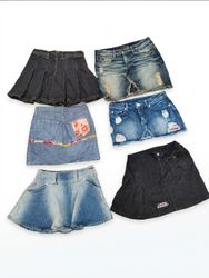 Y2K Light Wash Denim Mini Skirt(VM-197)