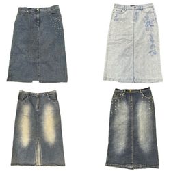 Y2K Embroidered Denim Maxi Skirts Selection RE-392..