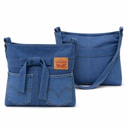 CR1934 UPCYCLED DENIM CROSSBODY SHOULDER BAG