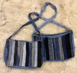 Upcycled Denim Cross Body Tote Bags
