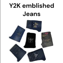 Y2K emblished bootcut jeans