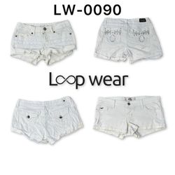 Y2K Light Wash & white Low-Rise Denim Shorts