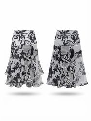 (FV-2738) Vintage Y2K Black & White Printed Skirt ..