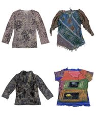 vintage-style abstract print long sleeve top. ( TR..