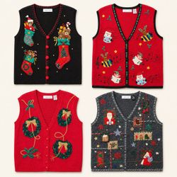Y2k Sleeveless Christmas Sweaters