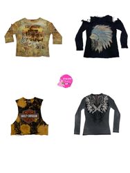Y2k star era grunge tees ft harley davidson.