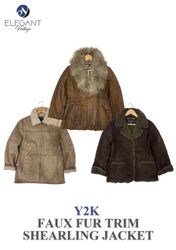 Y2K Faux Fur Trim Shearling Jackets - EV0073