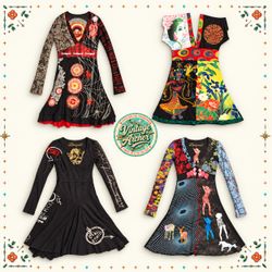 Y2K Desigual Mini Dress Mix – Bold Boho Patchwork ..